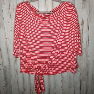 Tiffany Lane Blouse Striped Front Tie Ladies